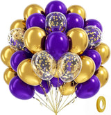 BAUANOOY Purple and Gold balloons, 60pcs 12 Inch Purple Metallic