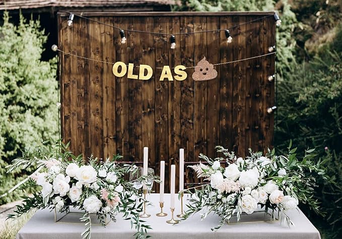 Pre-Strung Old As Glitter Banner - Funny Retirement Decorations for