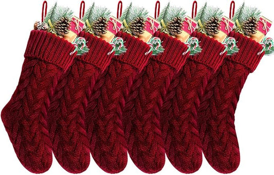 Christmas Stockings Bulk, 20 Inch Burgundy Knit Stockings Christmas