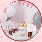 Yuxung 50 Pcs Pink Bow Snack Cups 12 oz Bow Plastic Cups Lovely