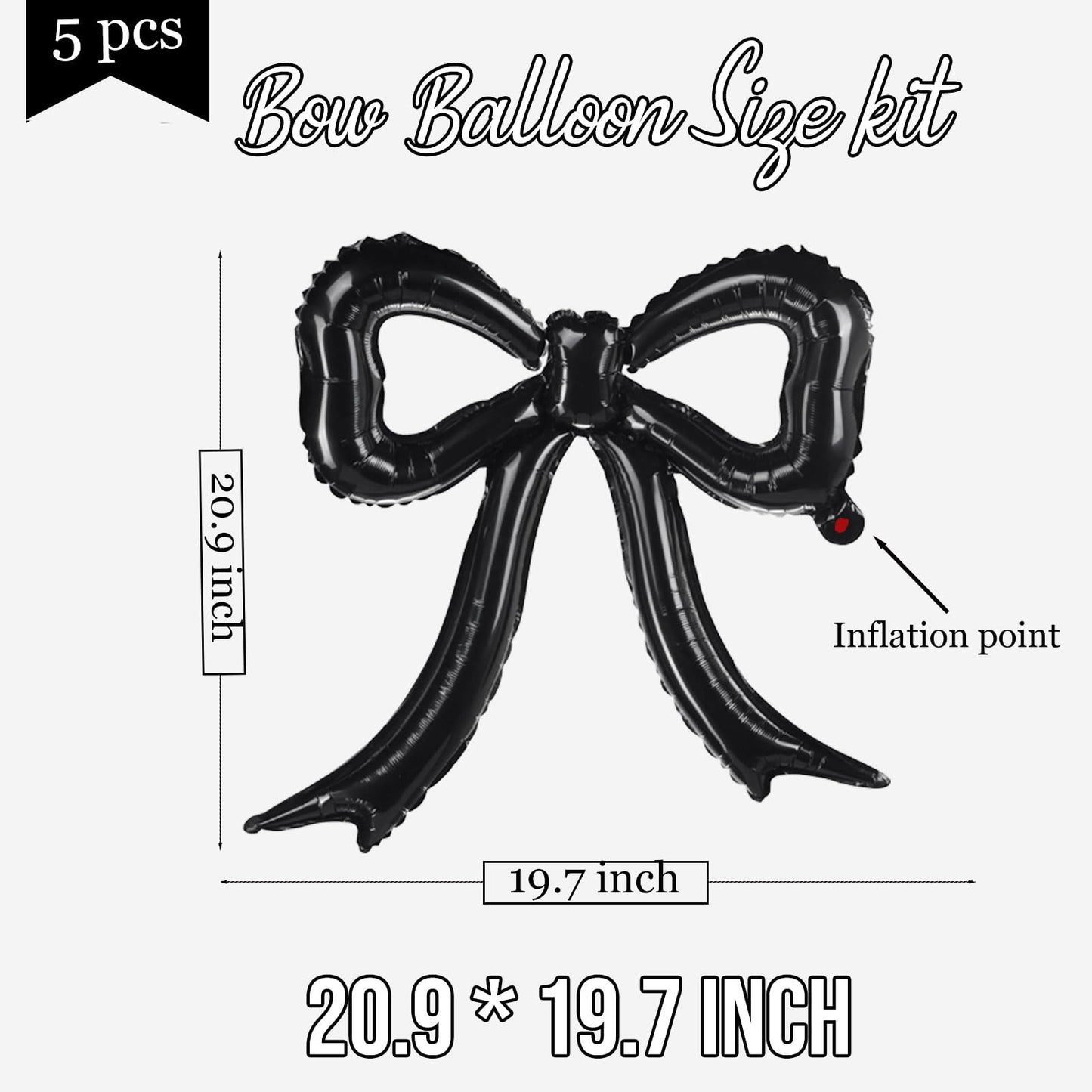 5 Pcs Black Bow Balloons Bow Party Decorations for Girl Women Black
