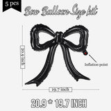 5 Pcs Black Bow Balloons Bow Party Decorations for Girl Women Black