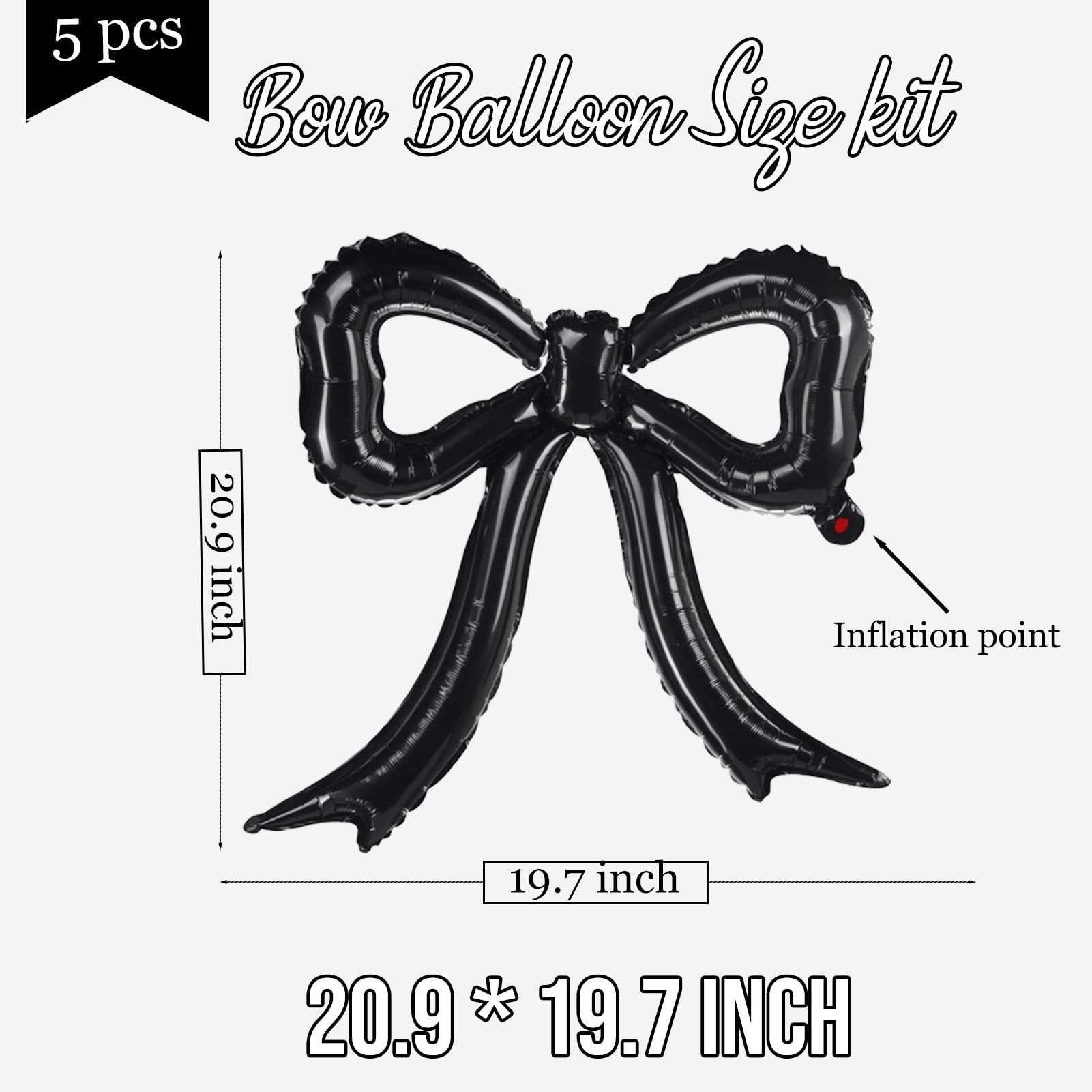 5 Pcs Black Bow Balloons Bow Party Decorations for Girl Women Black
