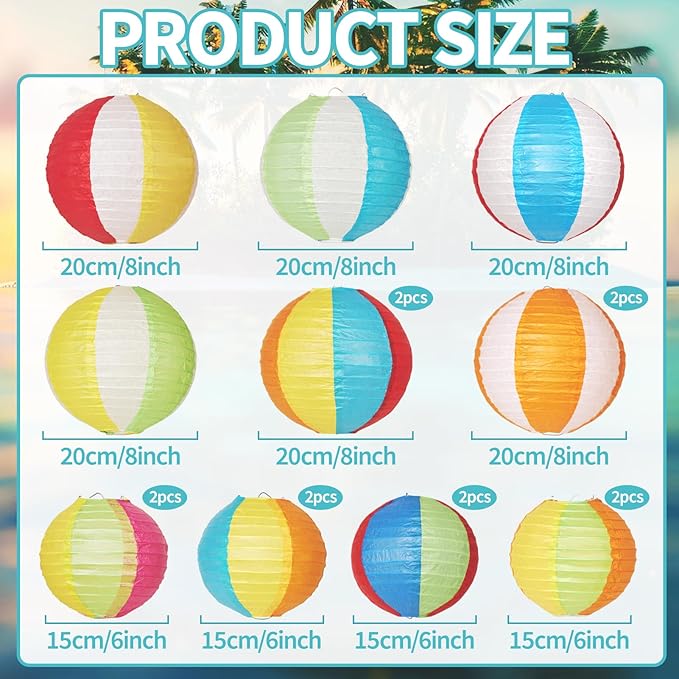 Easy Joy 16PCS Pool Party Decorations Summer Beach Ball Paper