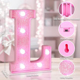 Pink Light Up Letters, LED Marquee Letters for Table, Small Glitter #2