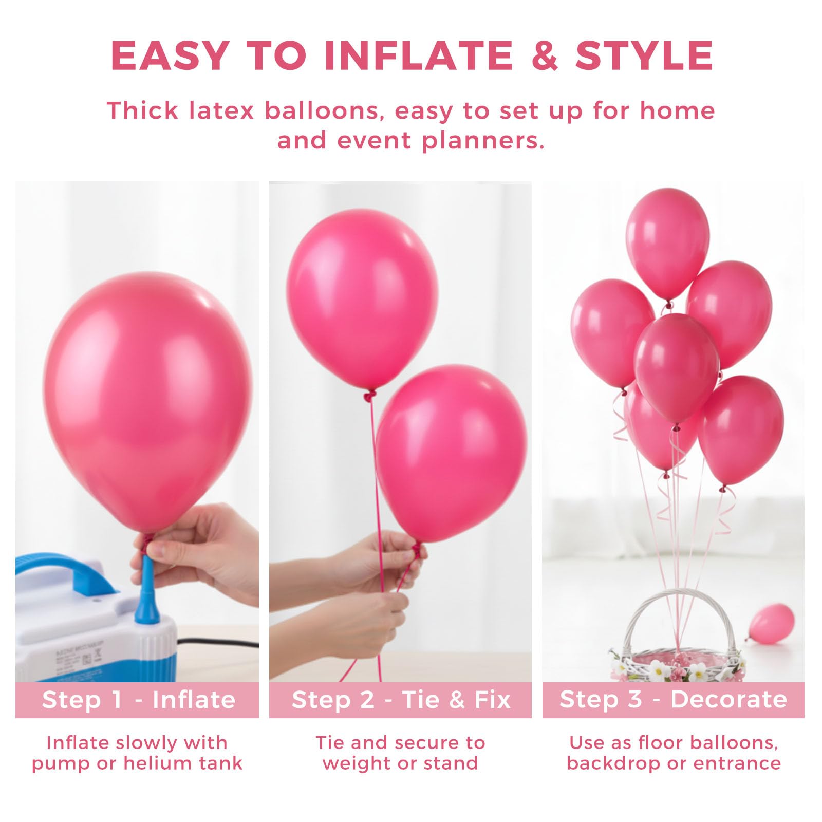 LovesTown 150 PCS Hot Pink Balloons Different Size of 18 12 10 5 Inch