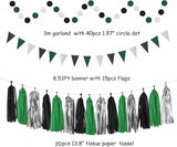 Black Green Silver Football Party Decorations 33pcs Banner Soccer