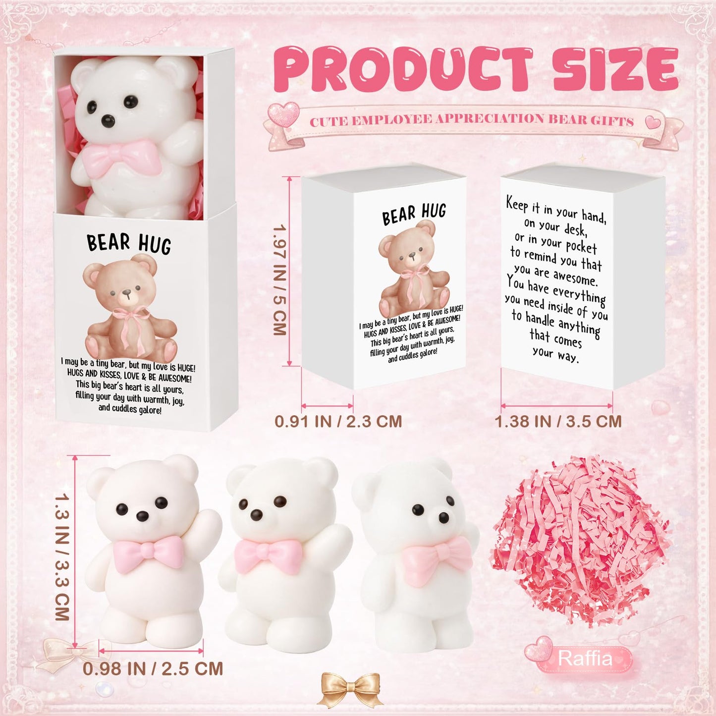 Wettarn 24 Sets Bear with Pink Bow Gifts Cute Stress Balls with Bear