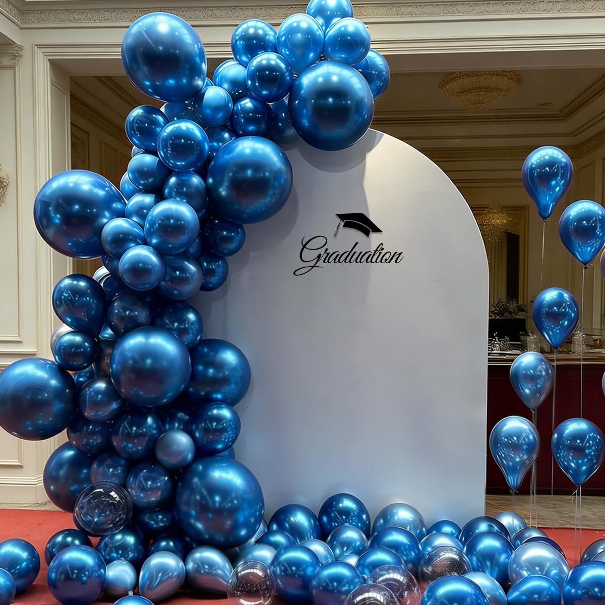 Chrome Metallic Blue Balloons 12 inch, 100 Pcs Latex Shiny Balloons
