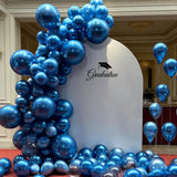 Chrome Metallic Blue Balloons 12 inch, 100 Pcs Latex Shiny Balloons