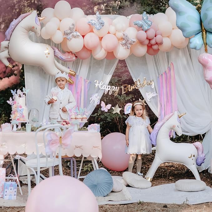 Giant Standing Unicorn Balloon PartyDeco 37.5x34 Inch Stylish White