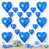 Blue Heart Balloons, 19PCS Blue Heart Shape Balloons, 18Inch with