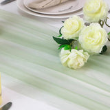 Snowkingdom Sage Green Table Runner, 10 FT Sheer Tulle Cheesecloth