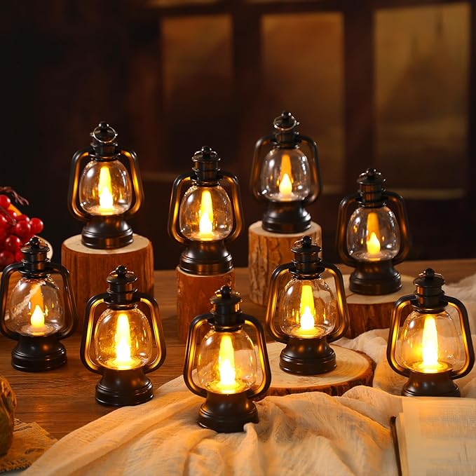 Ferraycle 12 Pcs Mini Lantern Decor 4 Inch Western Lantern Table