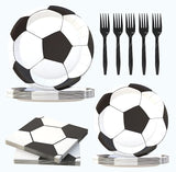120 Pcs Soccer Party Supplies Bundle Paper Plates Napkins Forks