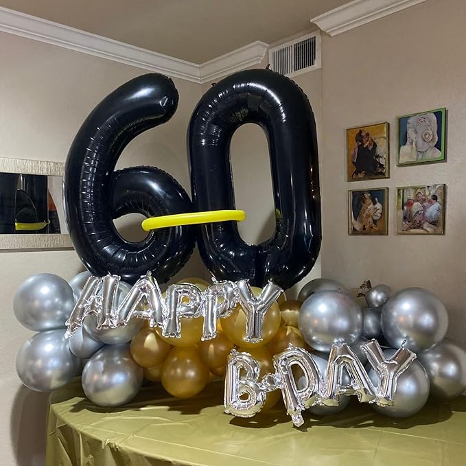 40 Inch Black Foil Balloon Number 1, Giant Self Inflating Number