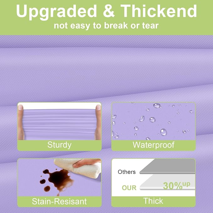 QIKSION Lavender Plastic Table Cloth Disposable 2 Pack, 54 x 108 Inch