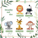 Jungle Safari Animal Cake Topper with Lion Giraffe Monkey Elephant