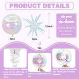 6Pcs Iridescent Foil Balloons,22Inch Clear 4D Round Holographic Ball