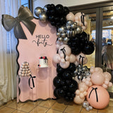 HILAVO Pink and Black Balloons Arch Kit Bow Balloon Garland Coquette