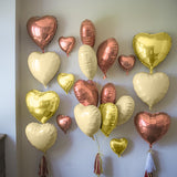 Rose Gold White Heart Balloons, 19PCS Champagne Gold Heart Shape