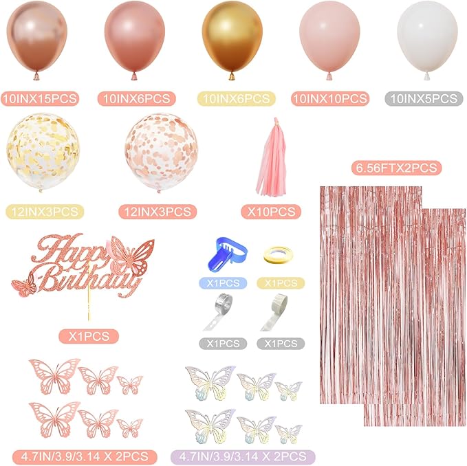 Rose Gold Birthday Party Decorations for Women Girls Rose Gold Pink