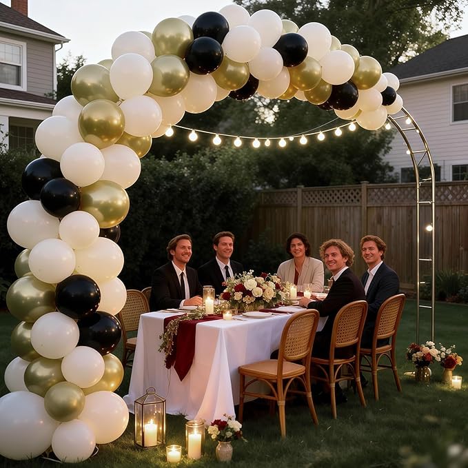 Black White and Gold Balloons, 50pcs 12Inch Black White Cream Beige