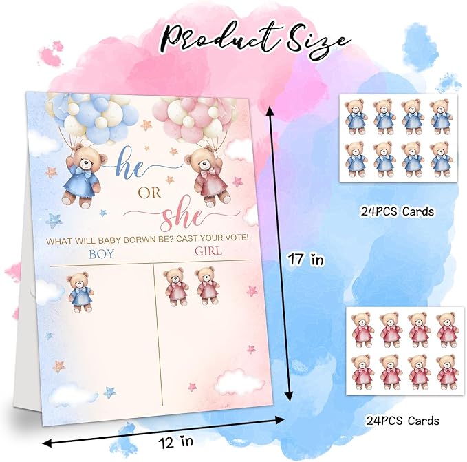 LNOKRIM Gender Reveal Party Games, Teddy Theme Baby Gender Reveal