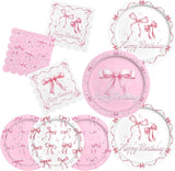 Pink Bow Happy Birthday Decorations Set for 16 Bachelorette Party