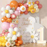Daisy Balloon Garland Arch Kit,Retro Orange Yellow Pink Boho Balloon