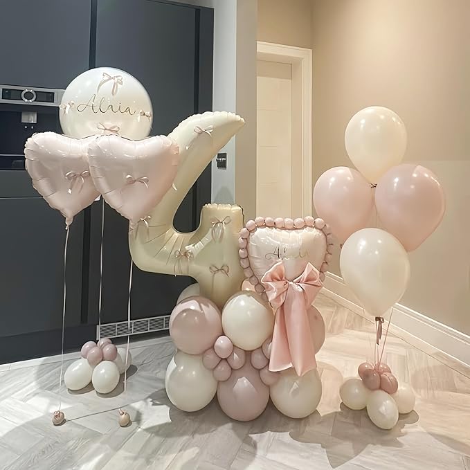 40 Inch Beige Number 1 Balloon for 1st Birthday Decoration, Large