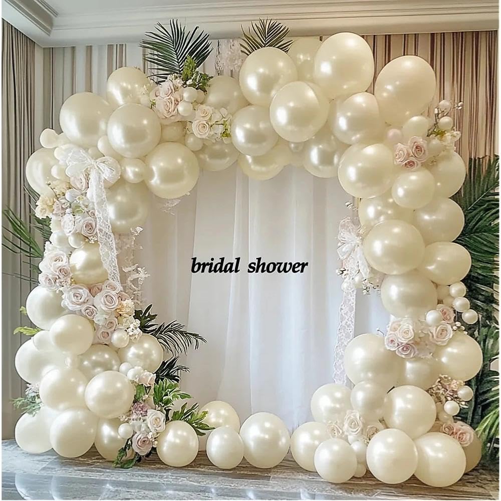Pearl White Balloon Garland Double Stuffed Sand White Balloons