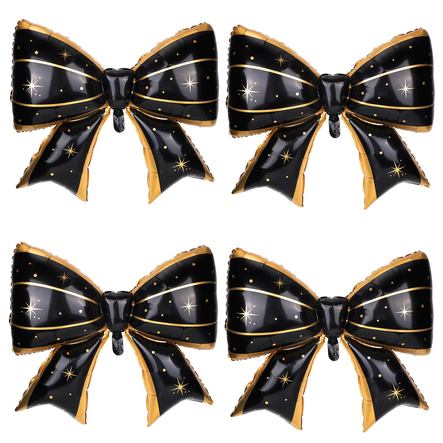 4Pcs Giant Bow Balloons, 97.5cm/38in Big Elegant Coquette Theme Star D