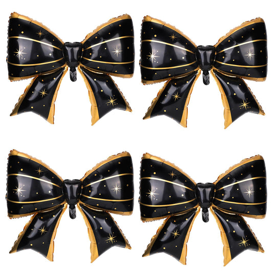 4Pcs Giant Bow Balloons, 97.5cm/38in Big Elegant Coquette Theme Star D