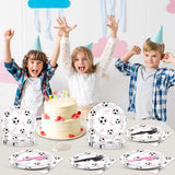 96PCS Soccer and Bow Party Paper Plates and Napkins for Sports Themed