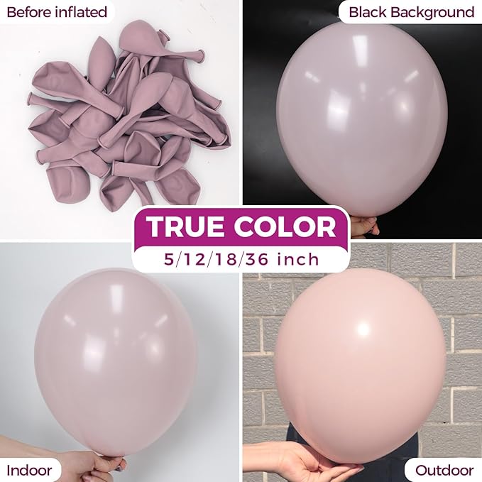 Bezente Dusty Pink Balloons Latex Party Balloons - 100 Pack 12 inch