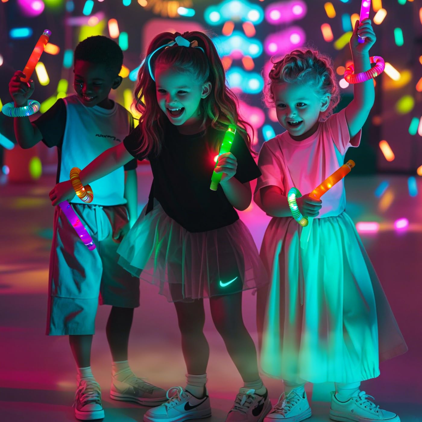 OceanWings 24PC Lights up Pop Tube Set for Kids Adults,Glow Sticks