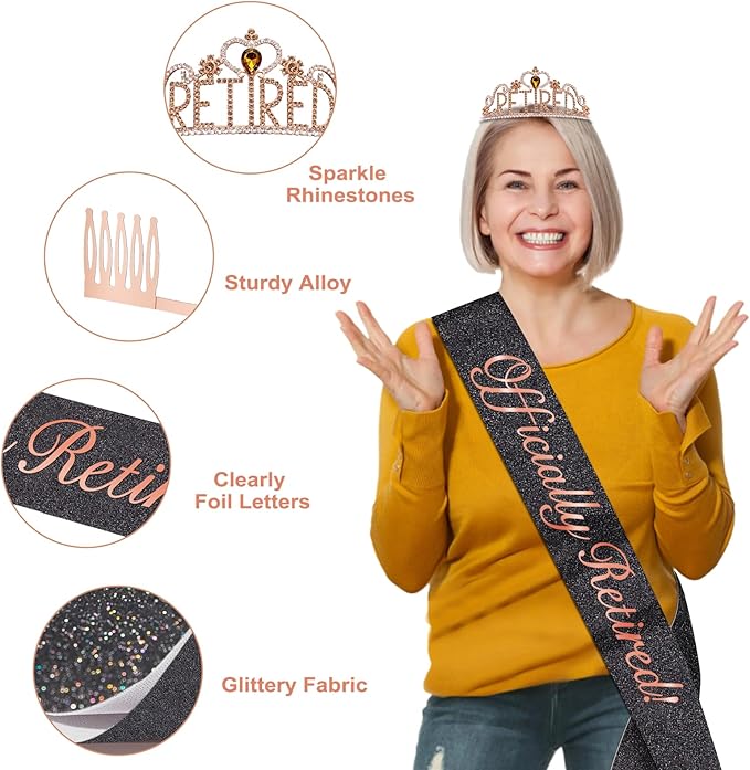 52Pcs Retirement Party Decorations Women with Retirement Sash and