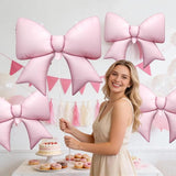Biapian 6 Pcs Pink Bow Balloons, 38 Inch Giant Bow Foil Balloons,