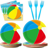 96 Pcs Beach Ball Party Supplies Tableware Summer Pool Ball Party