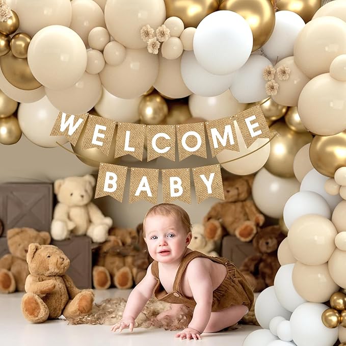Boho Baby Shower Decorations 97Pcs Burlap Grain Baby Boxes Nude and