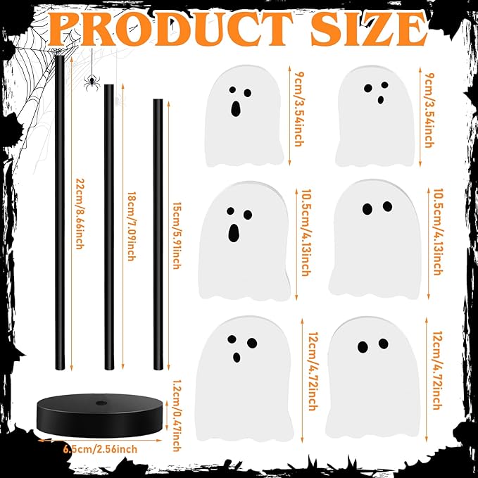 6 Pcs Halloween Table Decorations Cute Ghost Wooden Signs Halloween