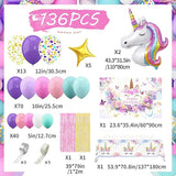 Unicorn Party Decorations Kit 135 Piece Set with 3D Foil Balloons