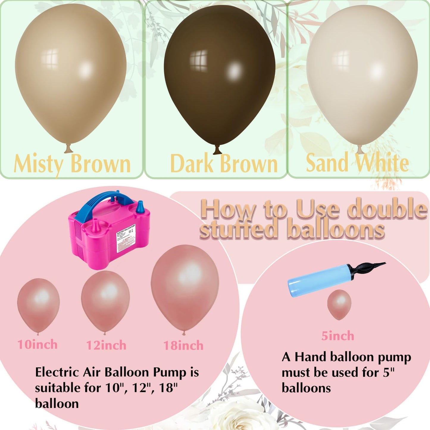 Pale Brown Balloons, Scmdoti Misty Brown Balloons Different Sizes 18