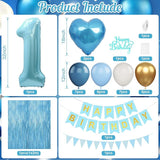 1st Birthday Decorations Blue White Gold First Birthday Balloons