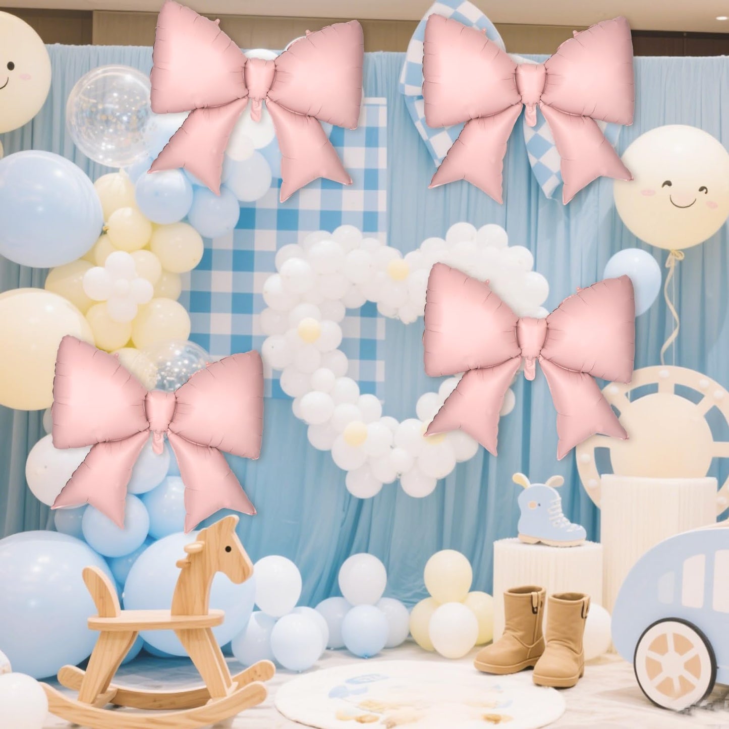 4Pcs Giant Bow Balloons, 97.5cm/38in Big Elegant Coquette Theme Pink