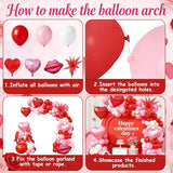 Valentines Day Balloon Arch Garland Kit Red Pink White Balloons with