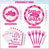 durony 96 Pieces Let's Go Girls Party Tableware Serve 24 Guests