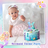 Mermaid 12 Candle, Birthday Decorations, Blue Numbers Candle, Happy