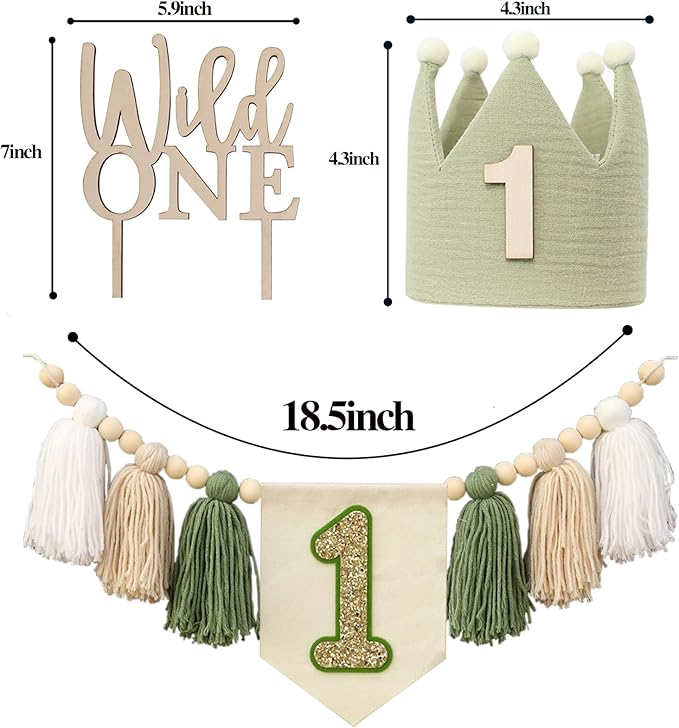 Wild One High Chair Banner For 1st Birthday Party Boy